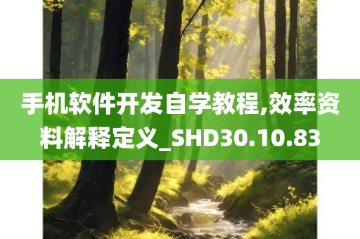 手机软件开发自学教程,效率资料解释定义_SHD30.10.83