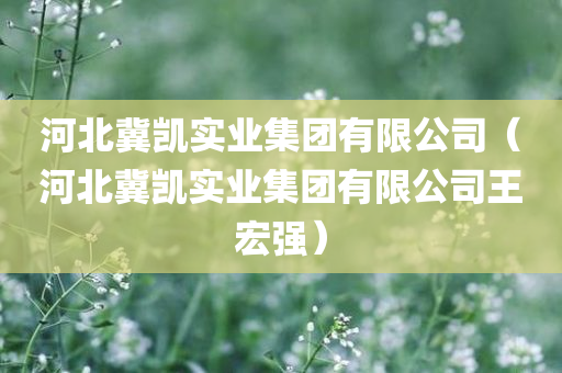 河北冀凯实业集团有限公司（河北冀凯实业集团有限公司王宏强）