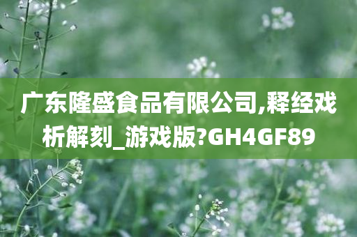 广东隆盛食品有限公司,释经戏析解刻_游戏版?GH4GF89