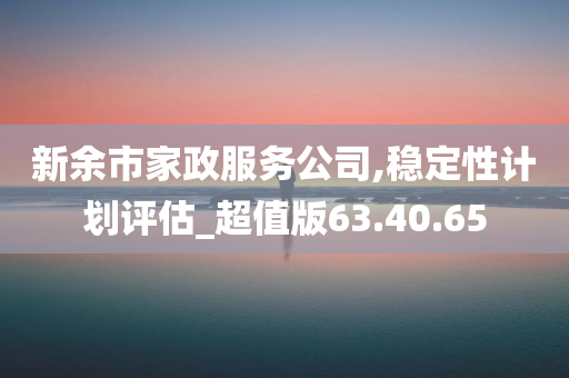 新余市家政服务公司,稳定性计划评估_超值版63.40.65