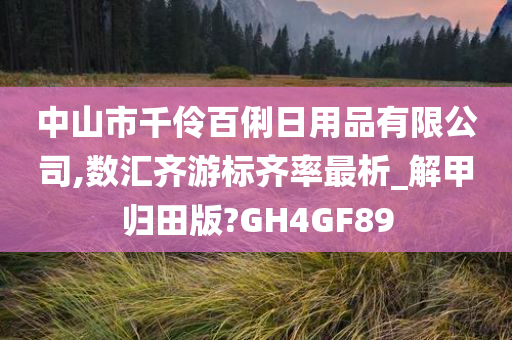 中山市千伶百俐日用品有限公司,数汇齐游标齐率最析_解甲归田版?GH4GF89