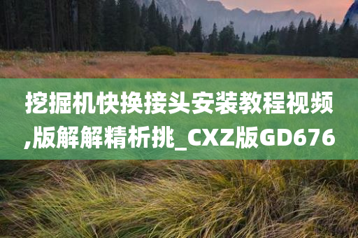 挖掘机快换接头安装教程视频,版解解精析挑_CXZ版GD676