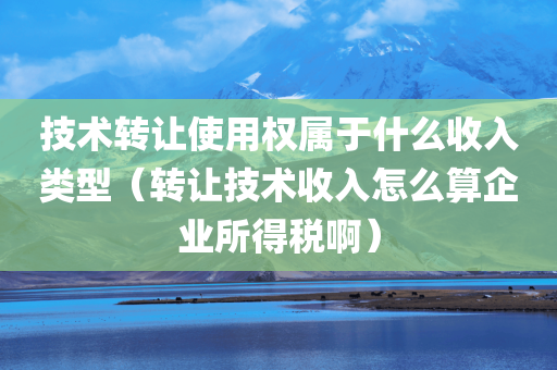 技术转让使用权属于什么收入类型（转让技术收入怎么算企业所得税啊）