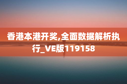 香港本港开奖,全面数据解析执行_VE版119158