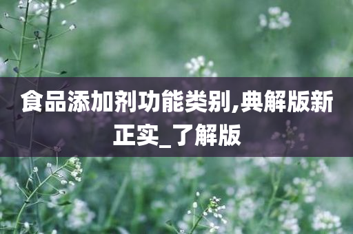 食品添加剂功能类别,典解版新正实_了解版