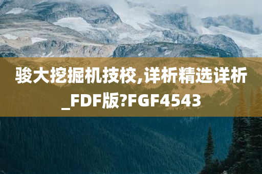 骏大挖掘机技校,详析精选详析_FDF版?FGF4543