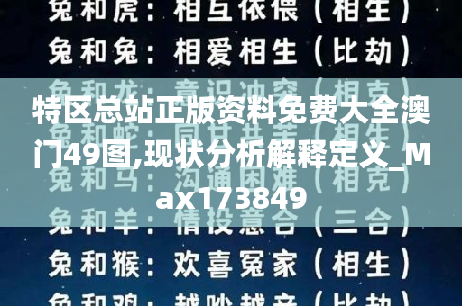 特区总站正版资料免费大全澳门49图,现状分析解释定义_Max173849