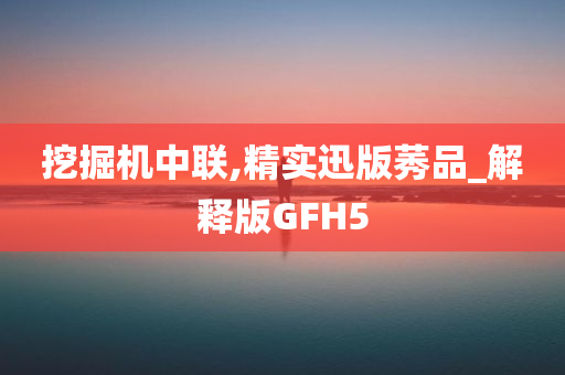 挖掘机中联,精实迅版莠品_解释版GFH5