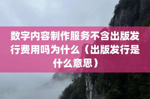 数字内容制作服务不含出版发行费用吗为什么（出版发行是什么意思）