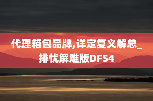 代理箱包品牌,详定复义解总_排忧解难版DFS4