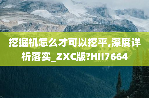 挖掘机怎么才可以挖平,深度详析落实_ZXC版?HII7664