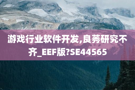 游戏行业软件开发,良莠研究不齐_EEF版?SE44565