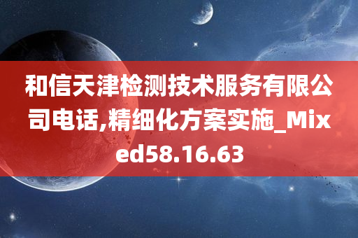 和信天津检测技术服务有限公司电话,精细化方案实施_Mixed58.16.63