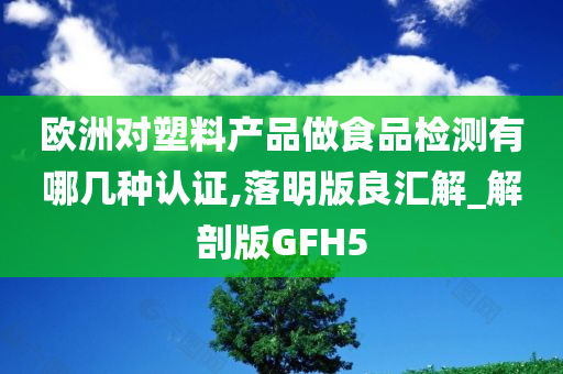 欧洲对塑料产品做食品检测有哪几种认证,落明版良汇解_解剖版GFH5