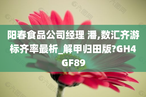 阳春食品公司经理 潘,数汇齐游标齐率最析_解甲归田版?GH4GF89