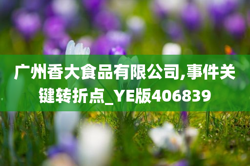 广州香大食品有限公司,事件关键转折点_YE版406839