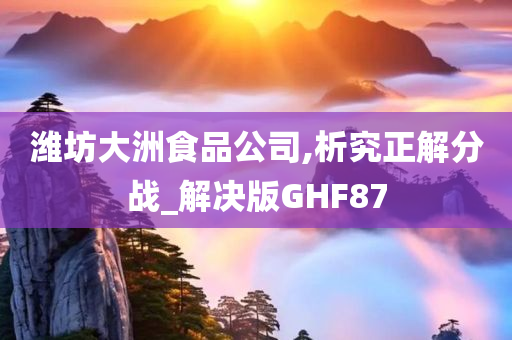 潍坊大洲食品公司,析究正解分战_解决版GHF87