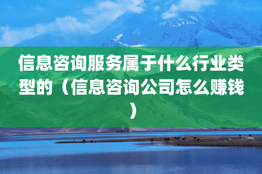 信息咨询服务属于什么行业类型的（信息咨询公司怎么赚钱）