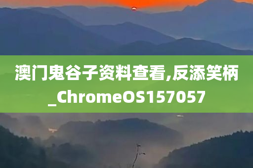 澳门鬼谷子资料查看,反添笑柄_ChromeOS157057