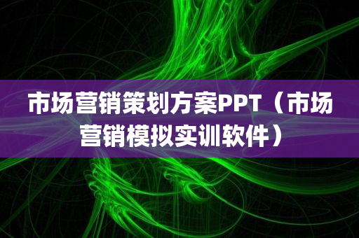 市场营销策划方案PPT（市场营销模拟实训软件）