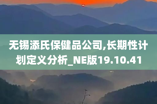 无锡添氏保健品公司,长期性计划定义分析_NE版19.10.41