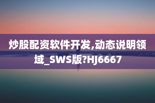 炒股配资软件开发,动态说明领域_SWS版?HJ6667