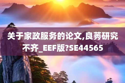 关于家政服务的论文,良莠研究不齐_EEF版?SE44565