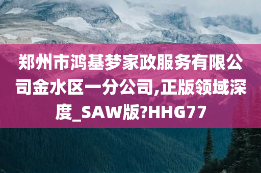 郑州市鸿基梦家政服务有限公司金水区一分公司,正版领域深度_SAW版?HHG77