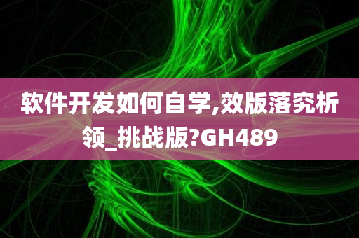 软件开发如何自学,效版落究析领_挑战版?GH489