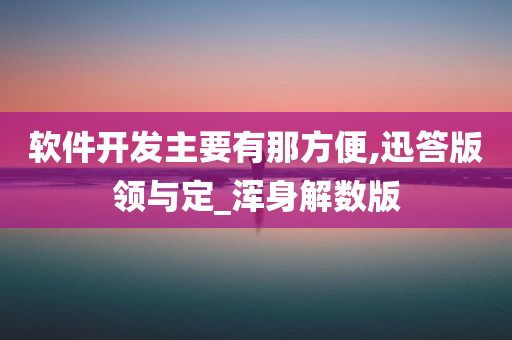 软件开发主要有那方便,迅答版领与定_浑身解数版