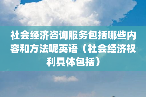 社会经济咨询服务包括哪些内容和方法呢英语（社会经济权利具体包括）