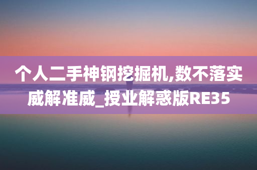 个人二手神钢挖掘机,数不落实威解准威_授业解惑版RE35