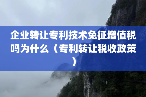 企业转让专利技术免征增值税吗为什么（专利转让税收政策）