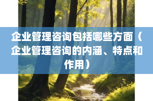 企业管理咨询包括哪些方面（企业管理咨询的内涵、特点和作用）