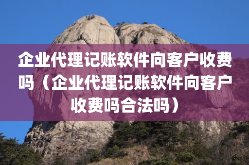 企业代理记账软件向客户收费吗（企业代理记账软件向客户收费吗合法吗）