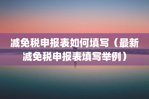 减免税申报表如何填写（最新减免税申报表填写举例）