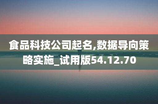 食品科技公司起名,数据导向策略实施_试用版54.12.70