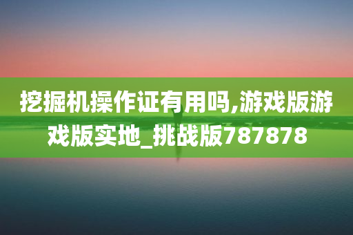 挖掘机操作证有用吗,游戏版游戏版实地_挑战版787878