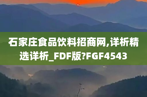 石家庄食品饮料招商网,详析精选详析_FDF版?FGF4543