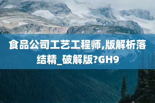 食品公司工艺工程师,版解析落结精_破解版?GH9